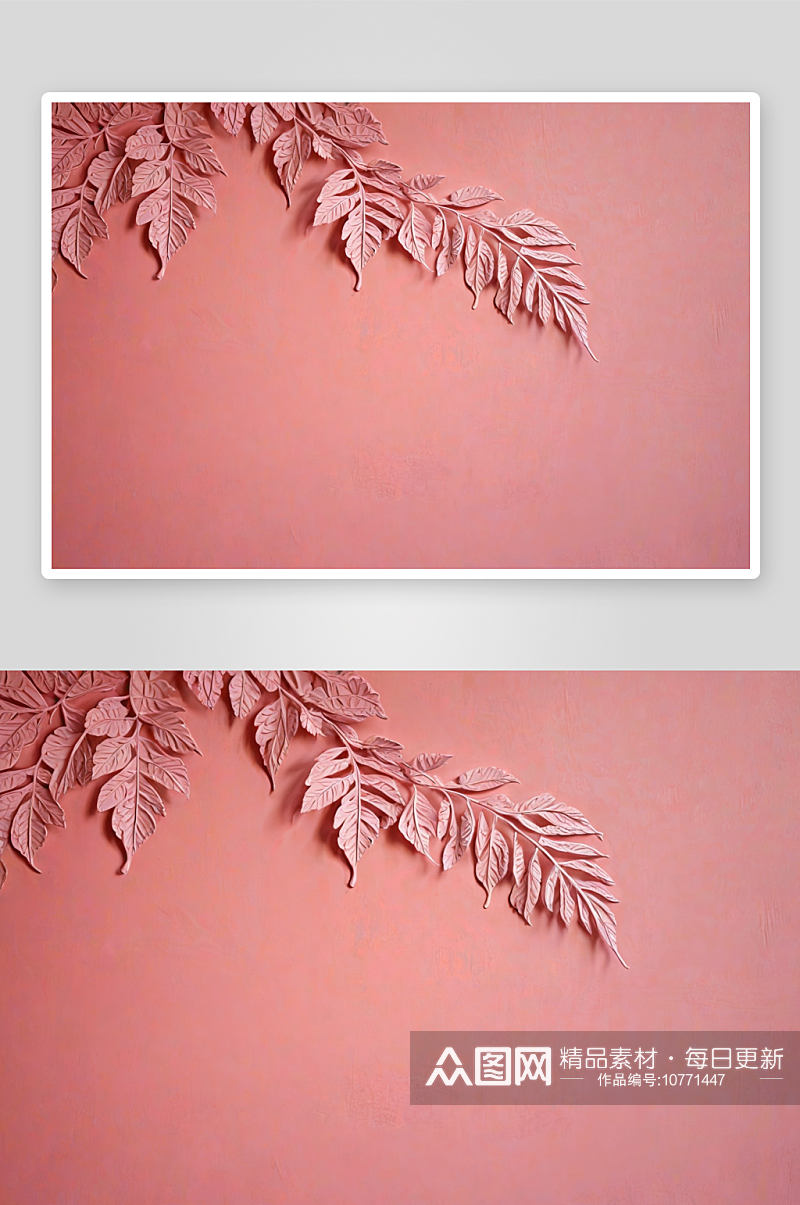 抽象背景粉红色石膏墙叶影图片素材