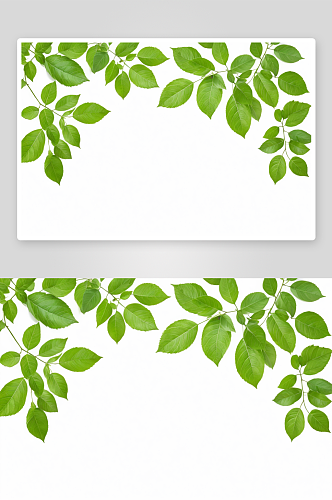 绿叶白色背景提供一个边框图片