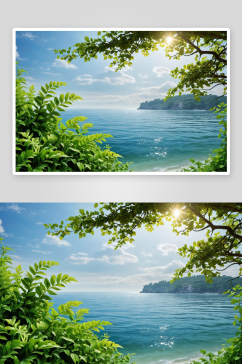 绿叶海背景植物元素图片