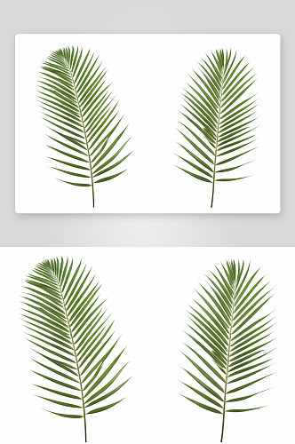 两片棕榈叶孤立白色背景修剪路径图片