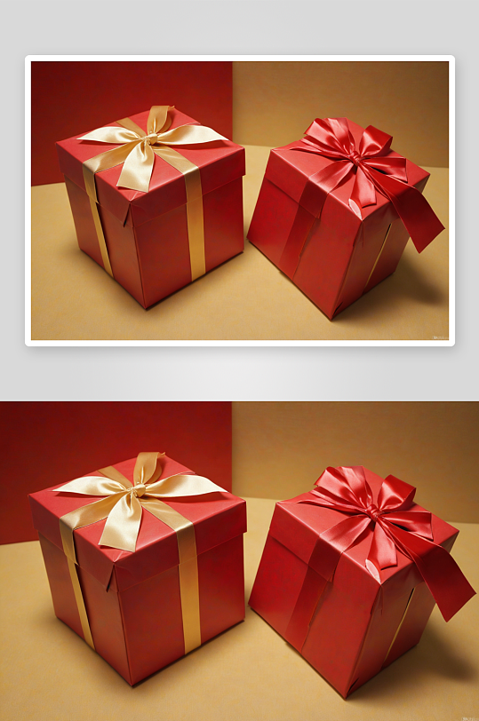 两件红色包裹礼物图片