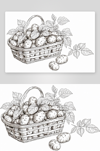 篮子里土豆植物元素图片