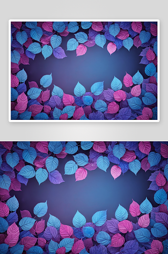 蓝色粉色紫色调树叶创作背景图片
