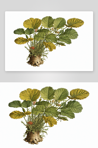 鸡油菌古代植物版画图片