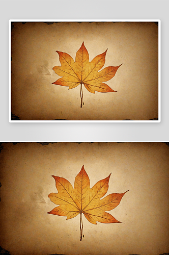 旧纸秋叶植物元素图片