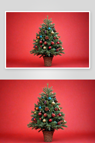 圣诞树彩色背景自然锥制成新概念空间图片