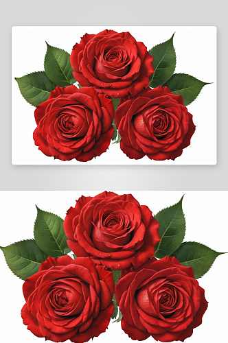 三个红玫瑰插图图片