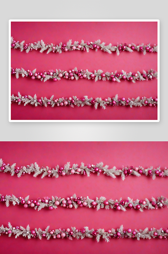 圣诞花环粉红色背景抽象照片图片