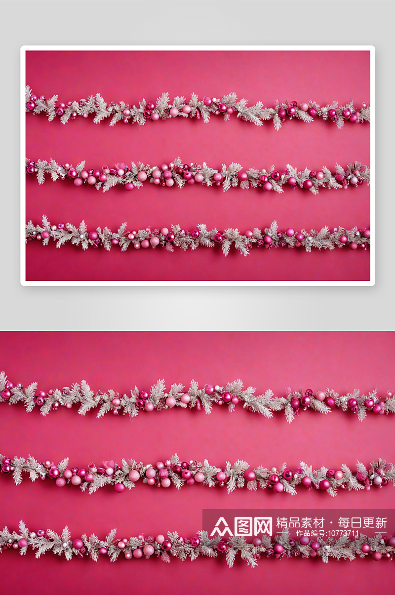 圣诞花环粉红色背景抽象照片图片素材
