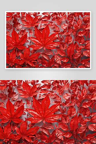 透明红叶植物元素图片
