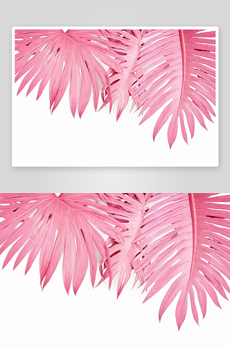 热带树叶颜色转换白色背景粉红色图片