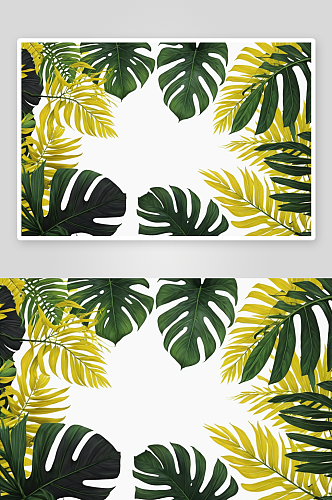 热带森林植物叶子黑色背景绿色黄色现实图片