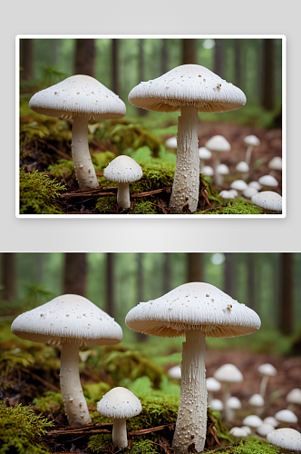森林中白蘑菇图片