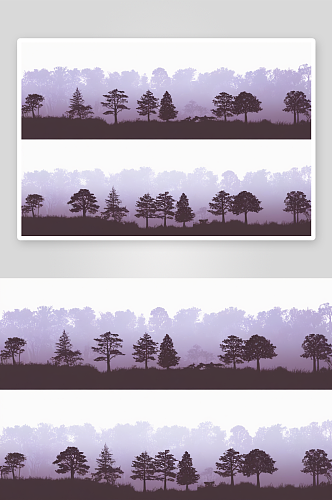 森林树木剪影背景设置图片