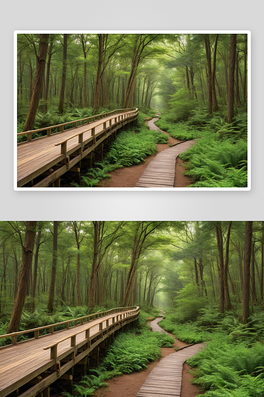 森林木板路横幅图像图片