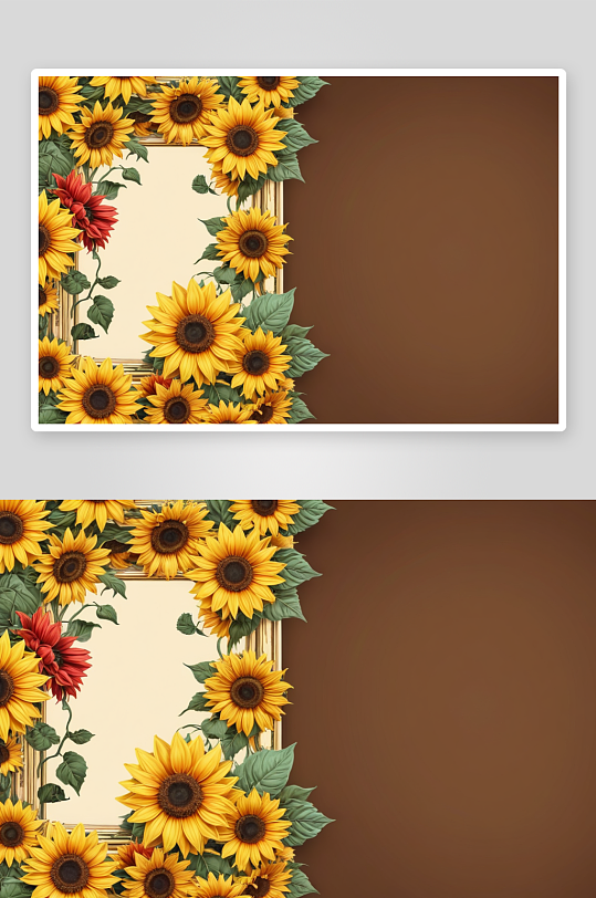 向日葵框架空间插图装饰夏季花卉概念图片