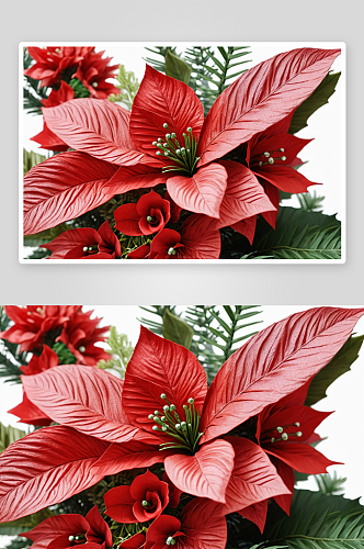 人造圣诞花前景一束人造植物圣诞装饰图片