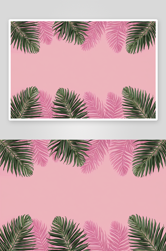 热带棕榈叶粉红色背景设计图片