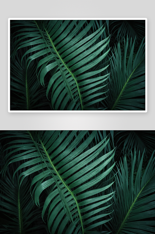 热带棕榈叶背景深绿色调图片