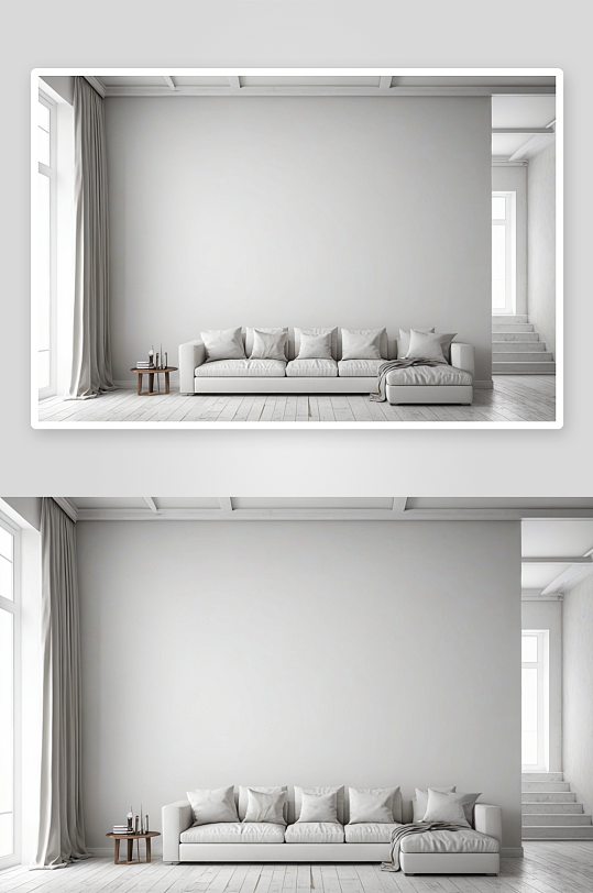 现代白色客厅内饰空墙纹理背景图片