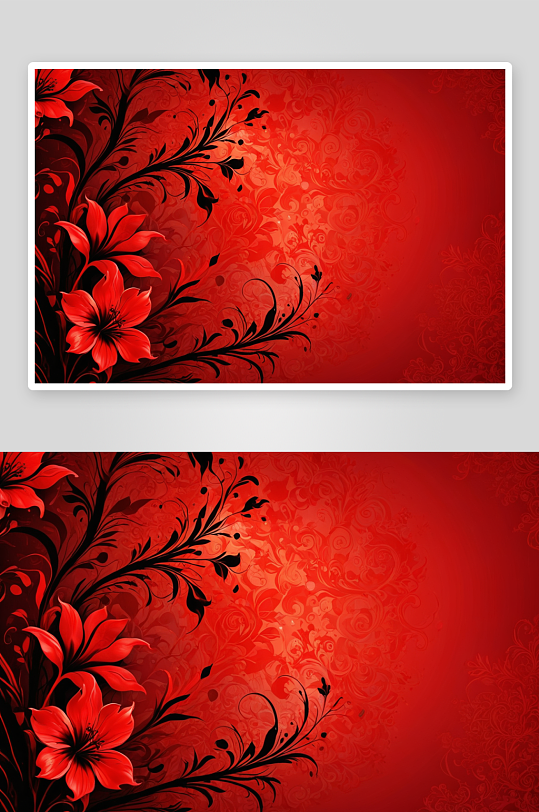 鲜艳红色抽象花卉图案高清背景图片