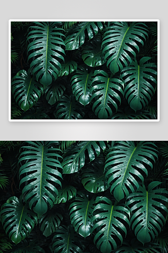 热带叶深绿色叶热带雨林自然背景图片