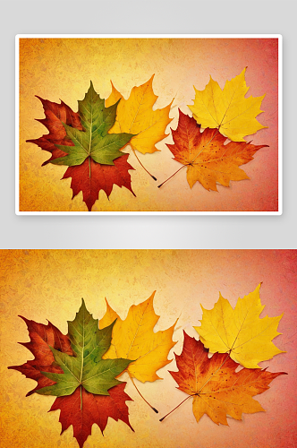 秋天树叶映衬着五彩缤纷背景图片