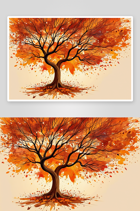 秋树抽象插画图片