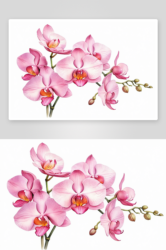 水彩粉红色兰花热带花卉插图图片