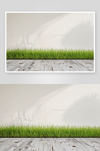 清新绿草白焦阳光木地板图片
