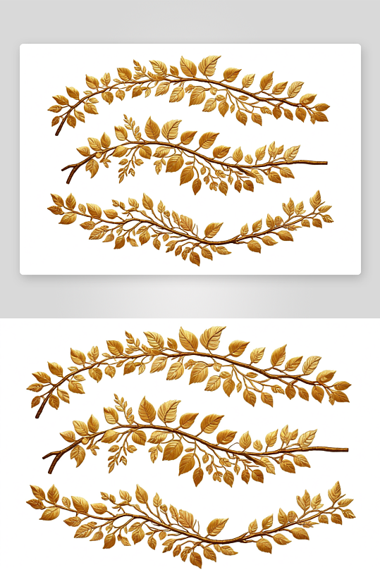 树枝绣着金色叶子一套装饰性电线杆图片