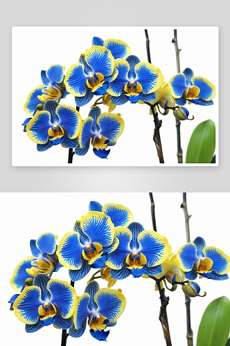 美丽蓝色黄色兰花盛开颜色图片