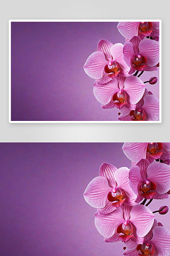 右侧粉红色蝴蝶兰花底色紫色图片