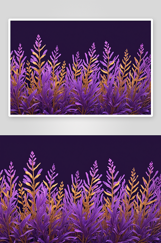 紫色金色水下植物横向图案背景图片