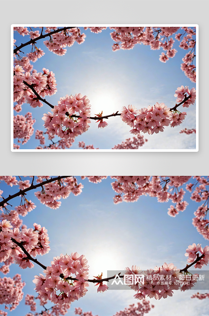 樱花排成一排像个花圈图片素材