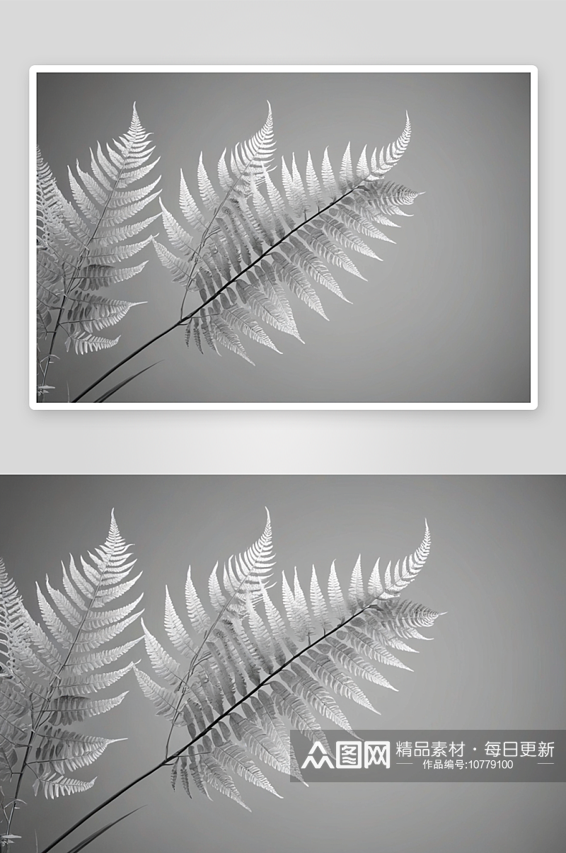 银蕨背景极简主义单色风格图片素材