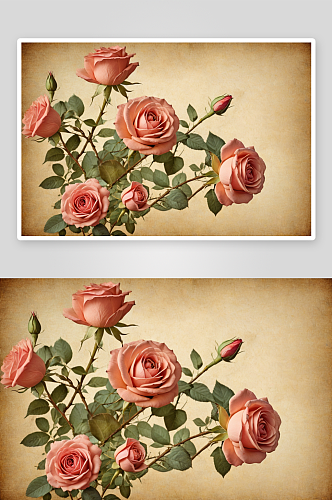 纸质背景复古玫瑰图片