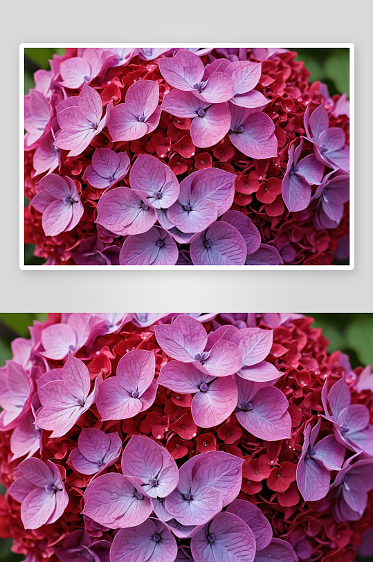 照片彩色红紫色绣球花图片