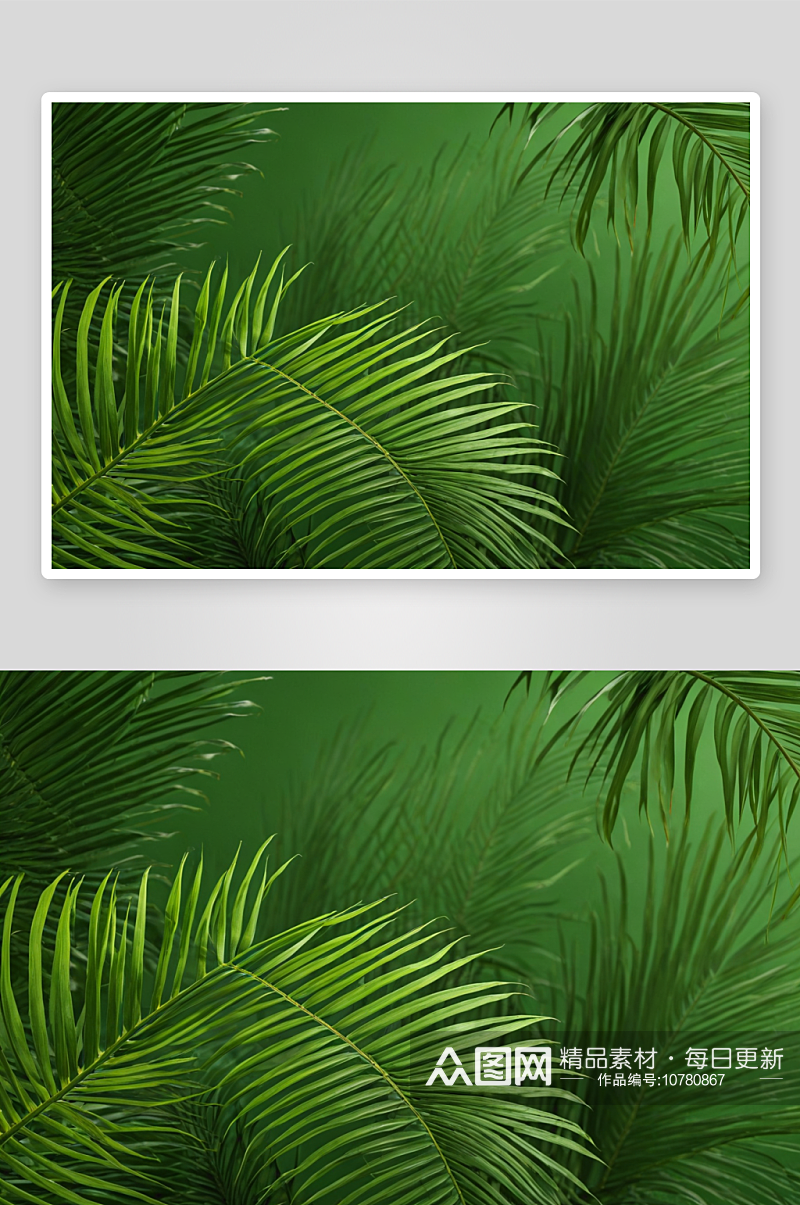 棕榈叶绿色背景树枝叶子图片素材