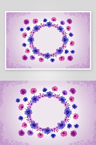 蓝色粉红色紫色紫罗兰花框架图片
