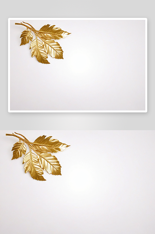 金色叶子孤立白色圣诞装饰图片