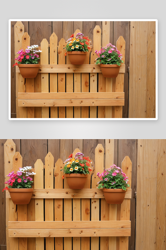 设计木栅栏花盆漂亮花图片