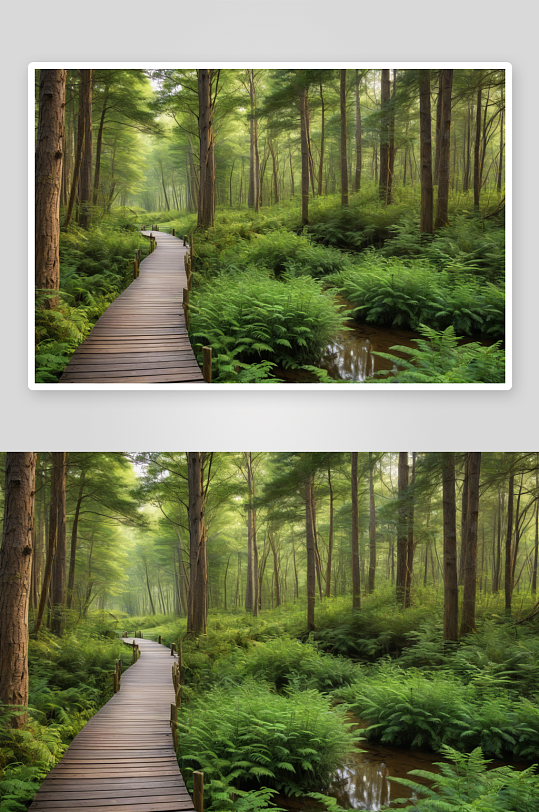 森林木板路横幅图像图片