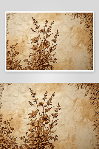 干压花垃圾背景古董植物羊皮纸图片