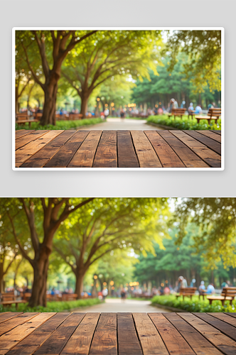 木桌公园散景背景图片