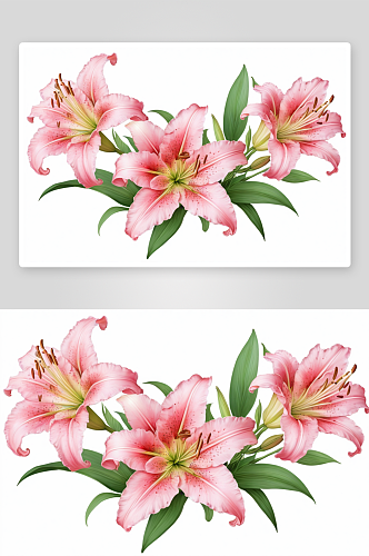 粉色百合花卉插图图片
