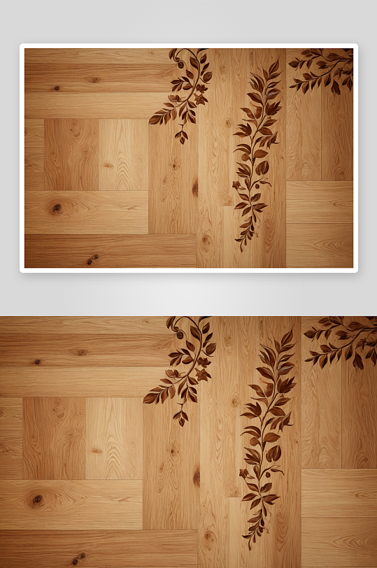 木地板植物元素图片