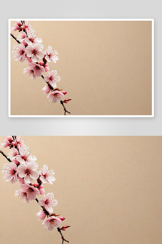 春花樱花枝米色背景图片