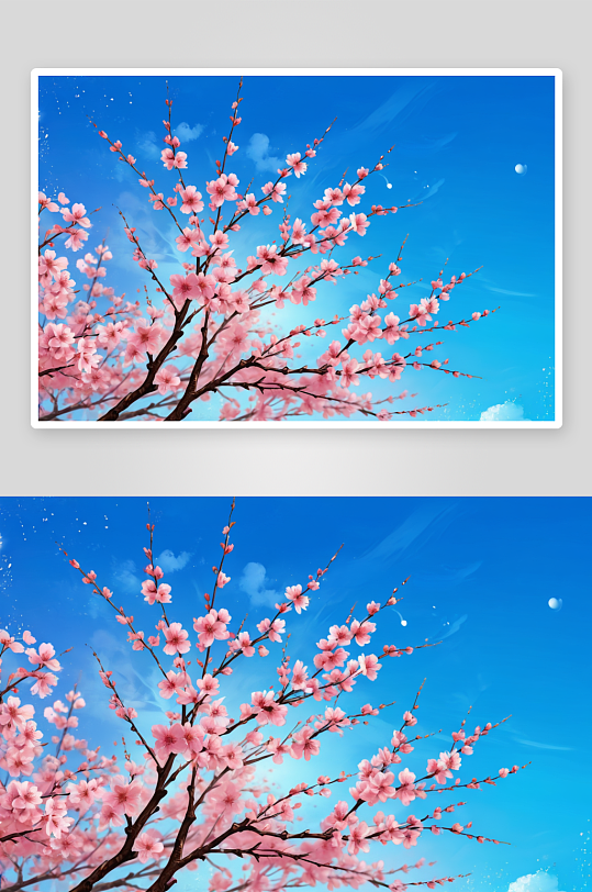 抽象樱花蓝色天空插图图片