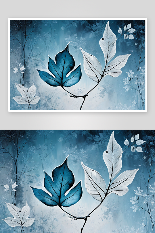 抽象冬日树叶艺术图片